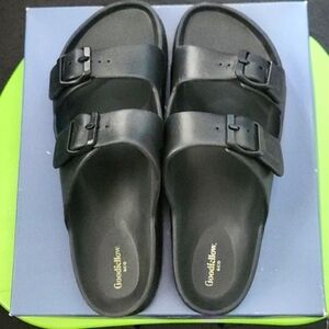 Mens Goodfellow & Co. double buckle slip on sandals